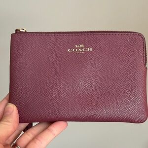 Coach Maroon Leather Wristlet- pretty color!